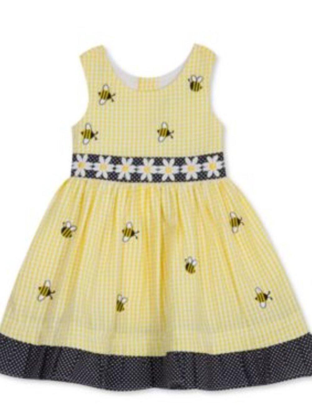 Yellow Bee Embroidered Baby Dress with Matching Bloomers